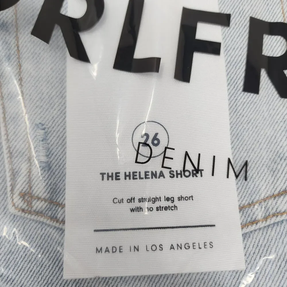 GRLFRND Distressed High Rise Light Wash Helena Denim Short in Kiki Size 26